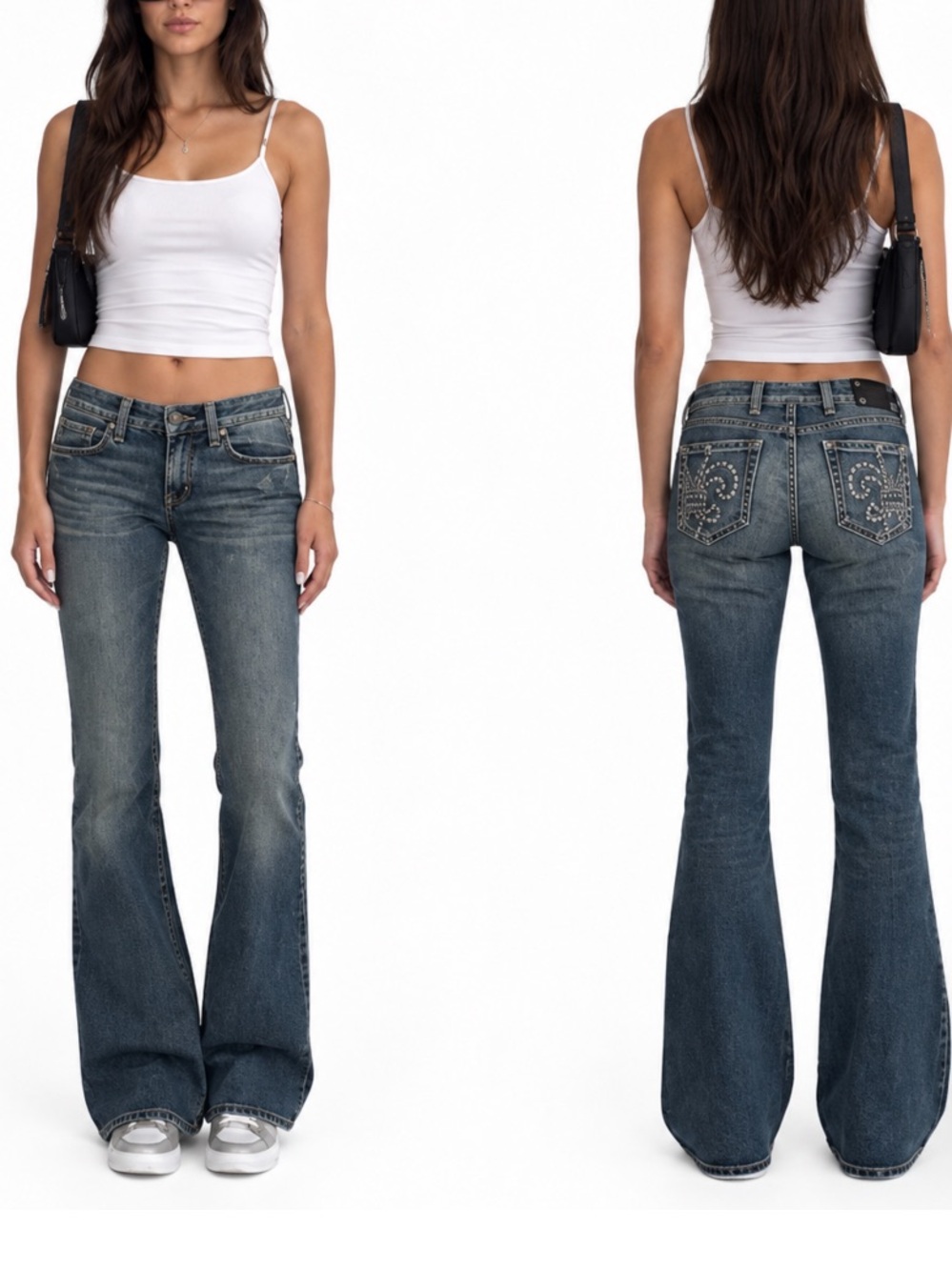 Miss Me Buckle Denim Rhinestone Leather Fleur De Lis Sexy Jeans  32”👖✨
